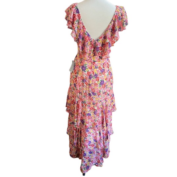 NWT WAYF Chelsea Tiered Ruffle Maxi Dress Rainbow Carnations Size Small Tiered - Picture 5 of 16